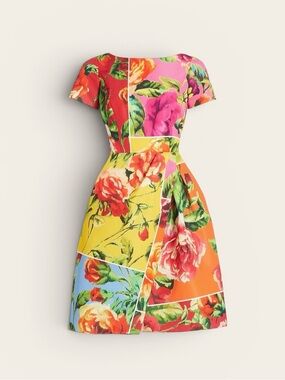 Carolina Herrera New Floral Faille Midi Dress Size 6 $2,890.00